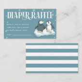 Blue Penguins Baby Showdusche Windeln Raffle Ticke Begleitkarte (Vorne/Hinten)