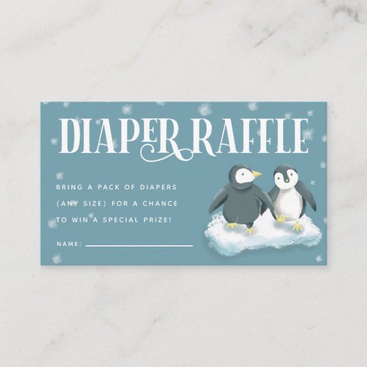 Blue Penguins Baby Showdusche Windeln Raffle Ticke Begleitkarte (Vorderseite)