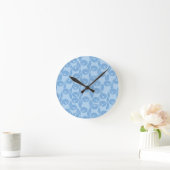 Blue Penguins Pattern Background Runde Wanduhr (Zuhause)
