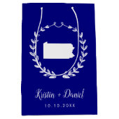 Blue Pennsylvania Map Wedding Welcome Swag Mittlere Geschenktüte (Vorderseite)