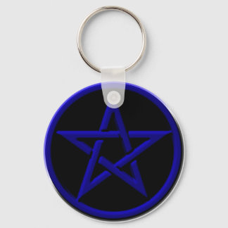 Blue Pentagram Schlüsselanhänger