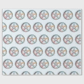 Blue Pentagram Witchcraft Light Blue Halloween Geschenkpapier (Flach)