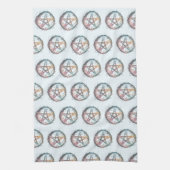 Blue Pentagram Witchcraft Light Blue Halloween Geschirrtuch (Vertikal)