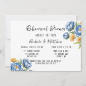 Blue Peonies and Yellow Daisis Probe Dinner Einladung (Vorderseite)