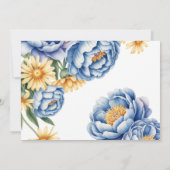 Blue Peonies and Yellow Daisis Probe Dinner Einladung (Rückseite)