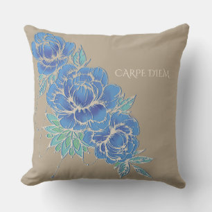 BLUE PEONIES & DAMASK ~ Kissen