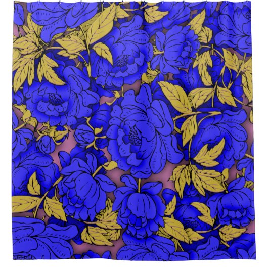 Blue Peonies Duschvorhang (Vorderseite)