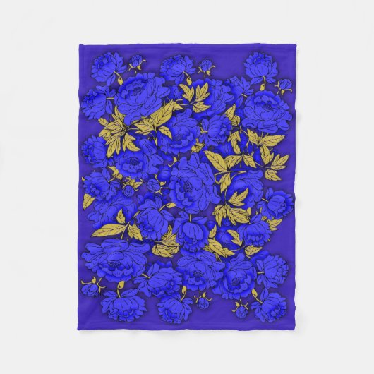 Blue Peonies Fleecedecke (Vorderseite)