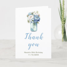 Blue Peonies Mason Jar Birthday