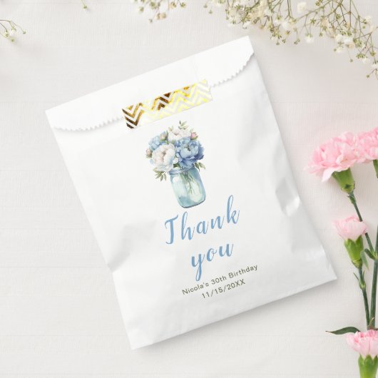 Blue Peonies Mason Jar Birthday Geschenktütchen (Versiegelt)