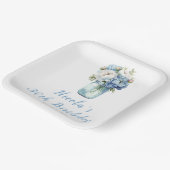 Blue Peonies Mason Jar Birthday Pappteller (Gewinkelt)