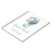 Blue Peonies Mason Jar Birthday Party Guest Book Notizblock (Linke Seite)