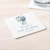 Blue Peonies Mason Jar Birthday Rechteckiger Pappuntersetzer (angewinkelt)