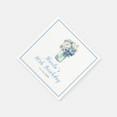 Blue Peonies Mason Jar Birthday Serviette (Ecke)