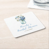 Blue Peonies Mason Jar Brautparty Rechteckiger Pappuntersetzer (angewinkelt)