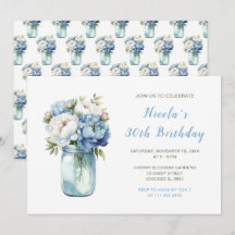 Blue Peonies Mason Jar Geburtstagsparty