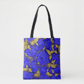 Blue Peonies mit Gold-Blätter Tasche (Vorderseite)