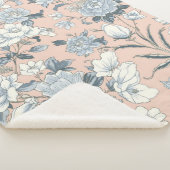Blue Peonies Peach Botanical Vintage Floral Sherpadecke (3/4)