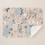 Blue Peonies Peach Botanical Vintage Floral Sherpadecke (Vorderseite (Horizontal))