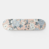 Blue Peonies Peach Botanical Vintage Floral Skateboard (Horizontal)