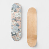 Blue Peonies Peach Botanical Vintage Floral Skateboard (Vorderseite)