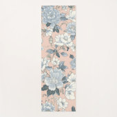 Blue Peonies Peach Botanical Vintage Floral Yogamatte (Vorderseite)
