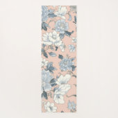 Blue Peonies Peach Botanical Vintage Floral Yogamatte (Rückseite)