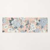 Blue Peonies Peach Botanical Vintage Floral Yogamatte (Vorderseite (Horizontal))
