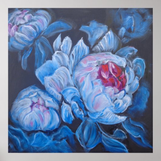 Blue Peonies Poster (Vorne)