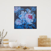 Blue Peonies Poster (Küche)