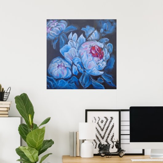 Blue Peonies Poster (Heimbüro)