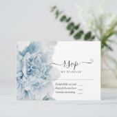 Blue Peonies Wedding RSVP Karte (Stehend Vorderseite)