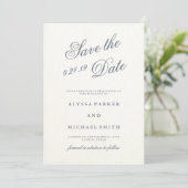 Blue Peonies Wedding Save the Date (Stehend Vorderseite)