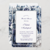 Blue Peonies & White Roses Brautparty Einladung (Vorne/Hinten)