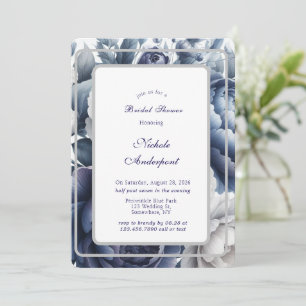 Blue Peonies & White Roses Brautparty Einladung