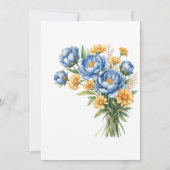 Blue Peony and Yellow Daisises Couples Dusche Einladung (Rückseite)