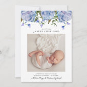 Blue Peony Baby Foto Geburtsankündigung Ankündigung (Vorderseite)