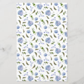 Blue Peony Blume Wedding Dinner Menu (Rückseite)