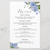 Blue Peony Blume Wedding Dinner Menu (Vorderseite)