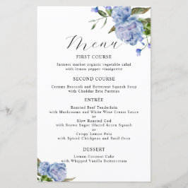 Blue Peony Blume Wedding Dinner Menu