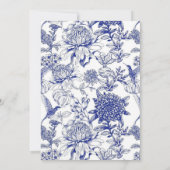Blue Peony Chinoiserie Victorian Floral wedding Einladung (Rückseite)