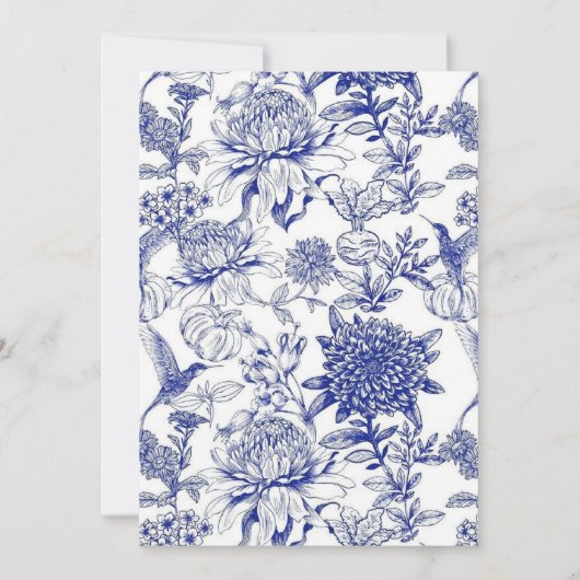 Blue Peony Chinoiserie Victorian Floral wedding Einladung (Rückseite)