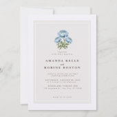 Blue Peony Elegante Hochzeitseinladung Einladung (Vorderseite)