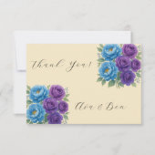 Blue Peony & Fig Lila Rose Brautparty Dankeskarte (Vorderseite)