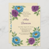 Blue Peony & Fig Lila Rose Brunch & Bubbly Einladung (Vorne/Hinten)