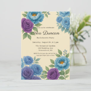 Blue Peony & Fig Lila Rose Junggeselinnen-Abschied Einladung