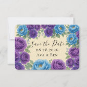 Blue Peony & Fig Lila Rose Speichern Sie die Datum (Vorderseite)