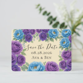 Blue Peony & Fig Lila Rose Speichern Sie die Datum