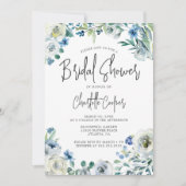 Blue Peony Floral Spring Garden Brautparty Einladung (Vorderseite)