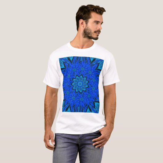 Blue Peony of Spring Bohemian Floral Graphic T-Shirt (Vorne ganz)